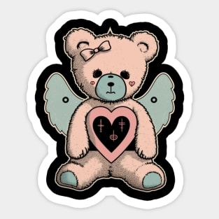 Gothic Sad Bear Creepy Spooky Kawaii Bear Sticker